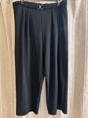 H&M Black Wide Leg Belted Pants XXL